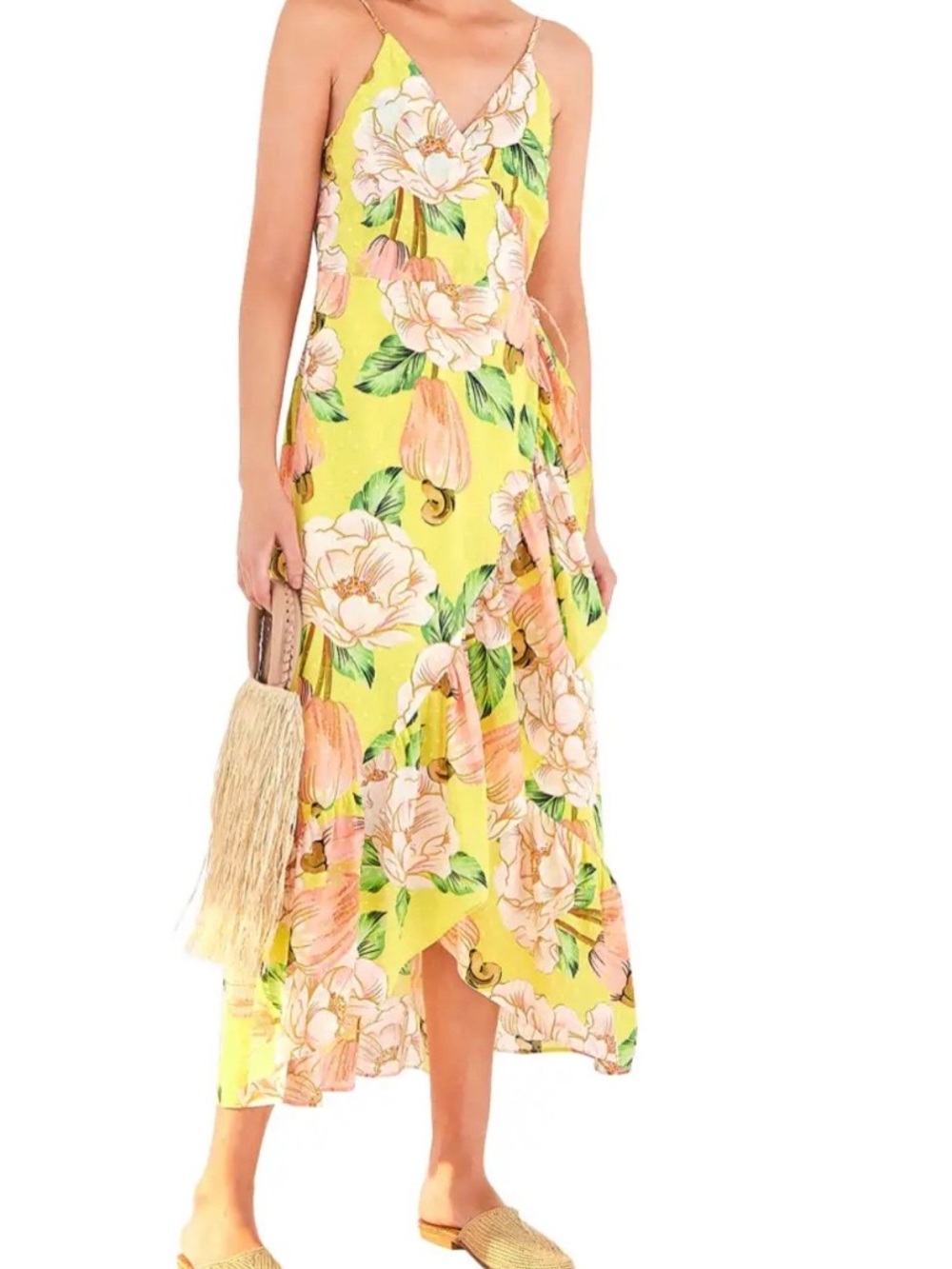 Farm Rio Yellow Floral Slip Maxi Dress